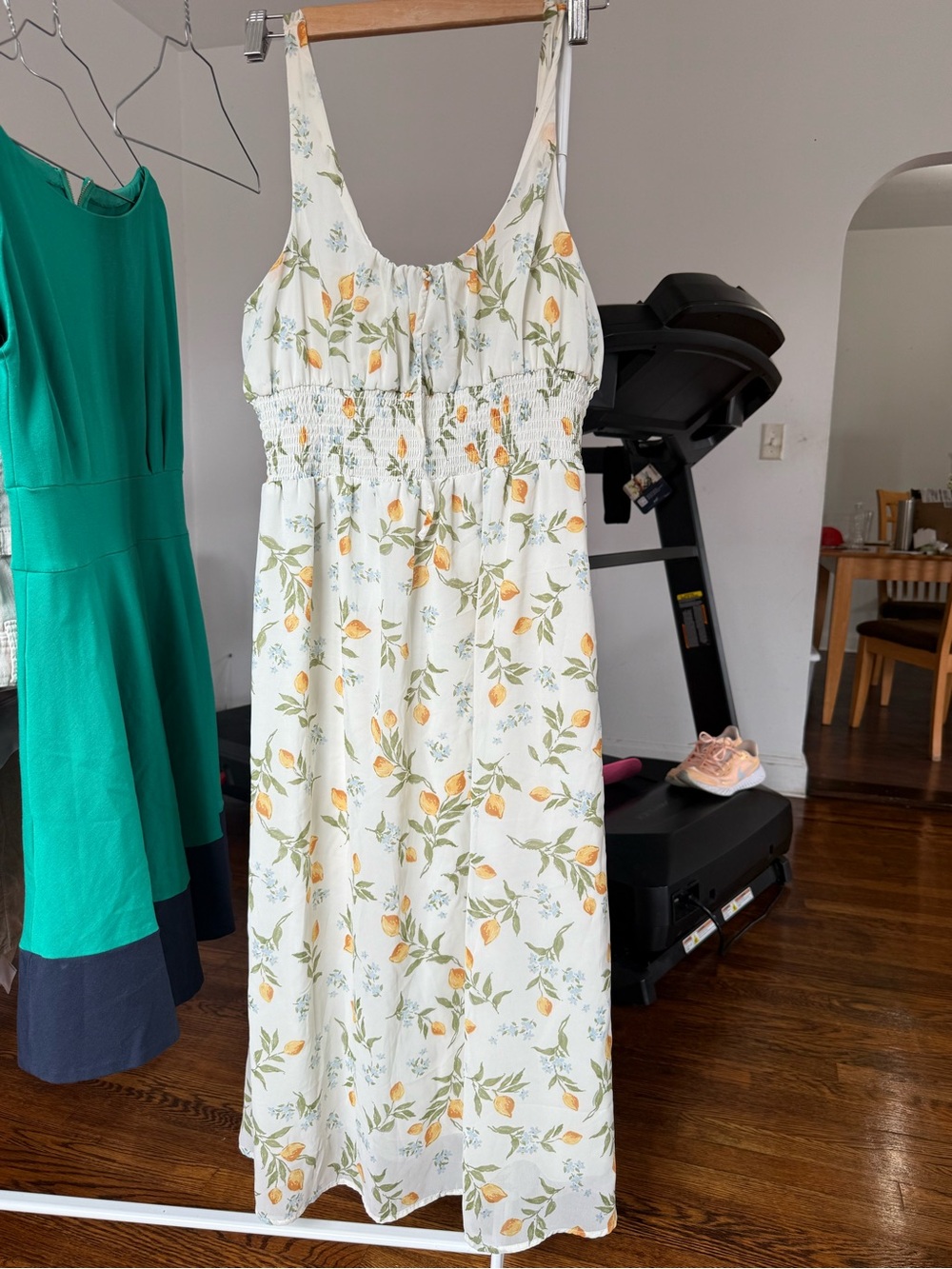 White Lemon-Print Smocked Maxi Dress - Women